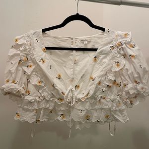For Love & Lemons cropped embroidered top
